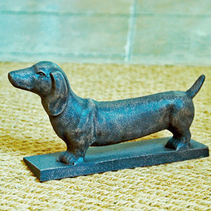 Cast iron dachshund dog door stop