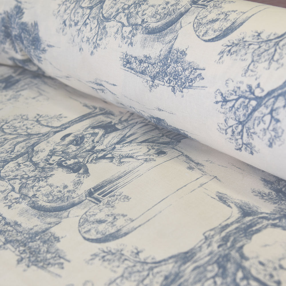 Ink Blue Toile De Jouy Fabric