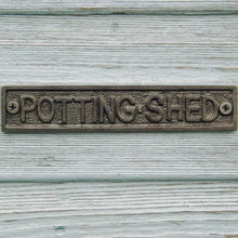 Cast iron metal potting shed door plaque