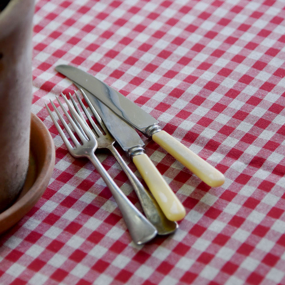 Red Gingham Oilcloth Tablecloth