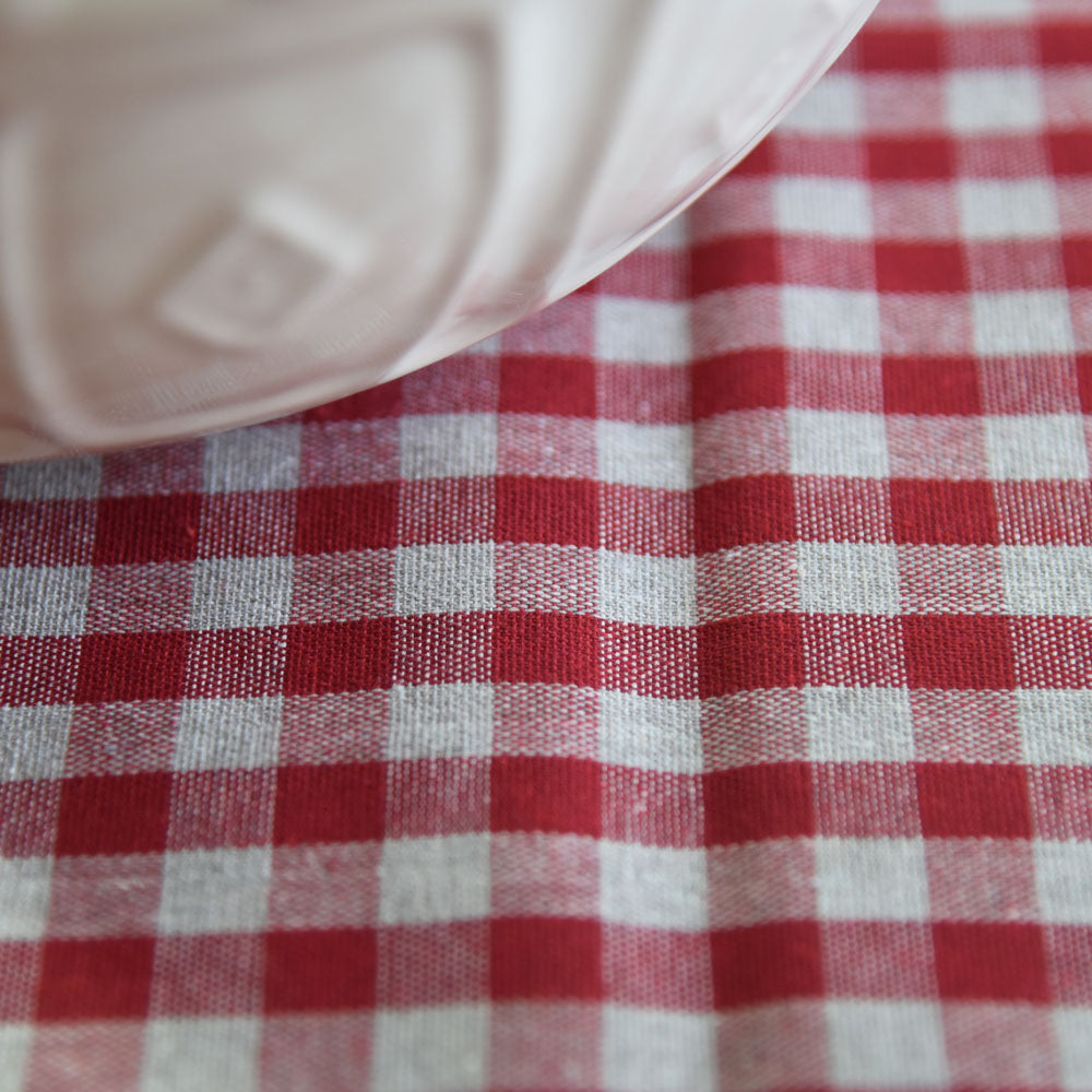 Oilcloth Table Linen Fabric Gustavian red gingham 10mm check