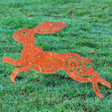 Vintage rusty metal running hare garden art