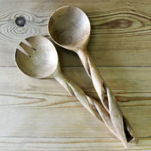 Twisted Wooden Salad Servers