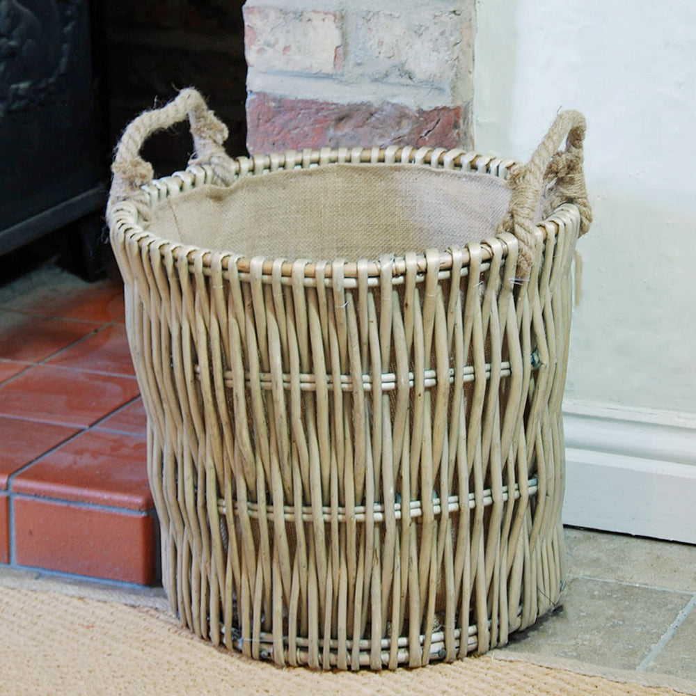 Small Cotswold antique washed willow log kindling basket