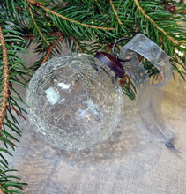 Large Handmade Clear Crackle Glass Bauble