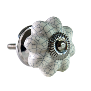 Flower shaped crackle glazed drawer knob