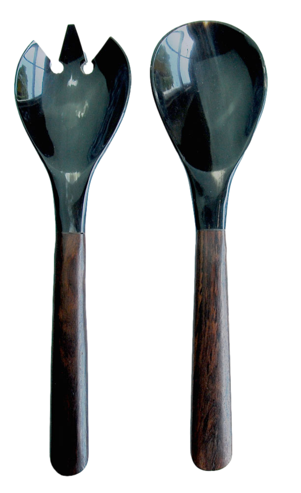 Horn And Rosewood Salad Servers