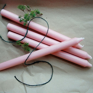 Long Danish pink dinner candle