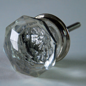 Hexagonal cut glass drawer knob