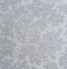 Classic grey French toile de jouy curtain and upholstery fabric
