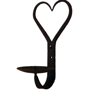 Wrought iron heart wall sconce candle holder