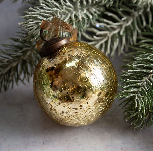 Little Gold Crackle Glazed Glass Tree Decoration