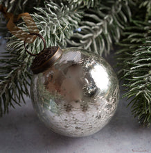 Large handmade silver crackle glass bauble