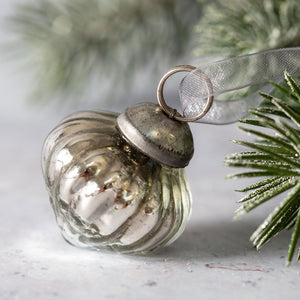 Vintage Silver Glass Lantern Christmas Bauble