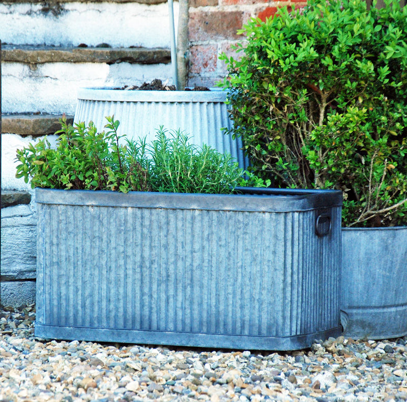 Large Vintage Style Rectangular Metal Dolly Planter