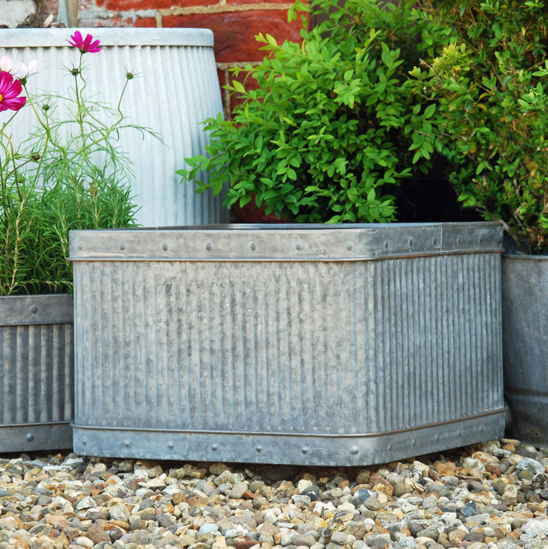 Large Vintage style square metal dolly planter