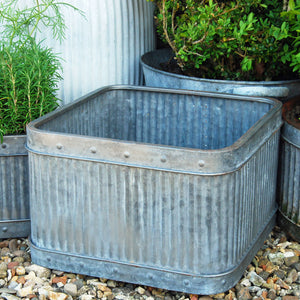 Vintage style square metal dolly planter
