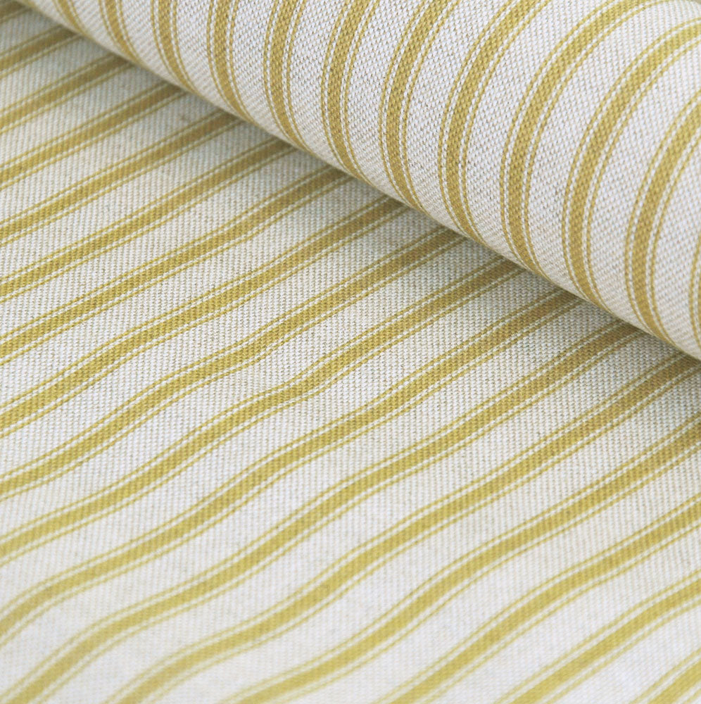 Mustard yellow french striped ticking fabric