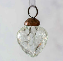 Little crackle glazed glass heart tree decoration