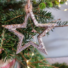 Hammered Metal Silver Star Tree Decoration
