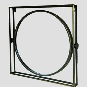 Tilbury round metal mirror set in square frame
