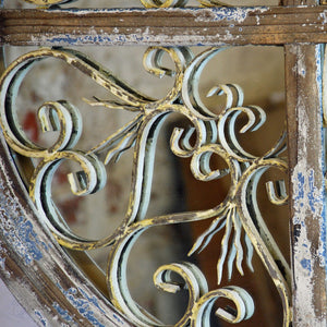 Large round wooden Ainsty mirror with metal fretwork detailing