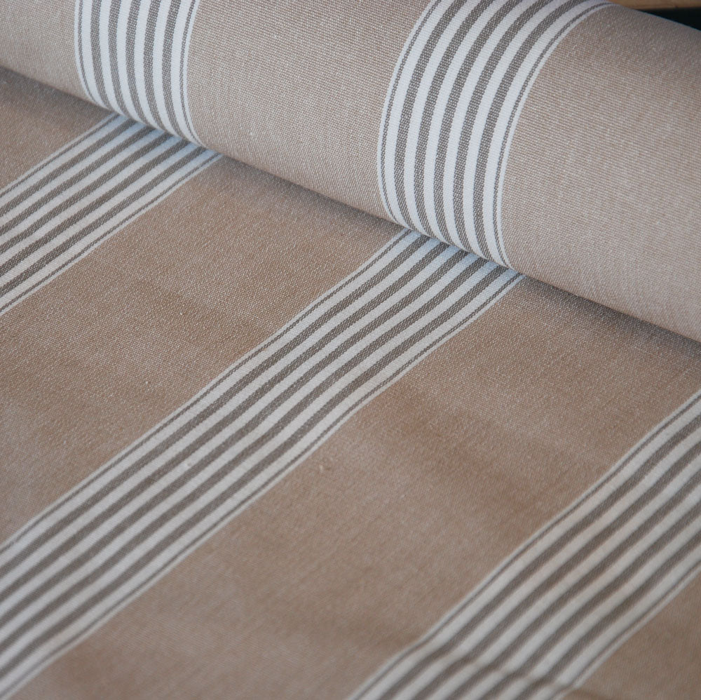 Traditional herringbone weave cotton bay march stripe fabric