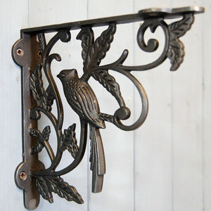 Antique cast iron bird design wall shelf bracket
