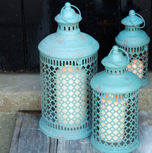 Marrakesh Blue Metal Candle Lantern