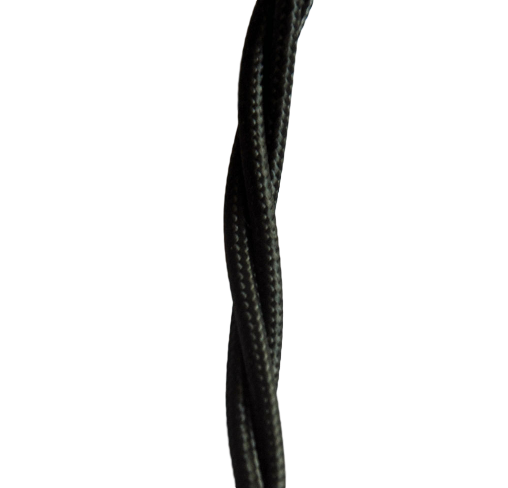Black twist 3 core braided fabric lighting cable flex