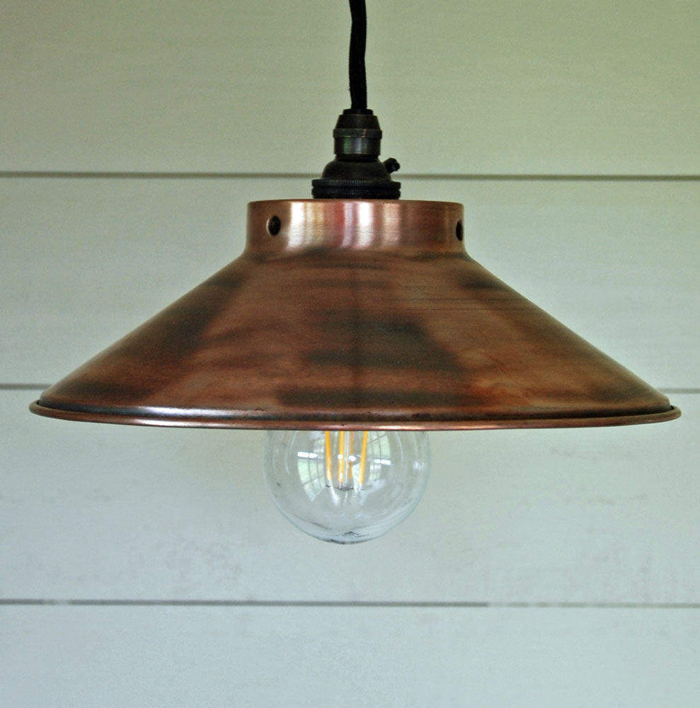 Antique copper coolie pendant ceiling shade 230mm