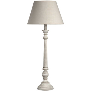 French Malo very tall table lamp with natural linen lampshade