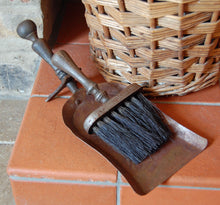 Traditional hammered metal fireside dust pan & brush set