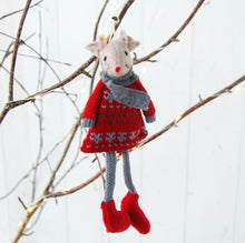 Edith Knitted Mouse Tree Decoration