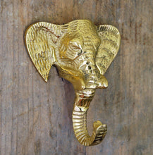 Brass coloured Indian elephant head coat hook