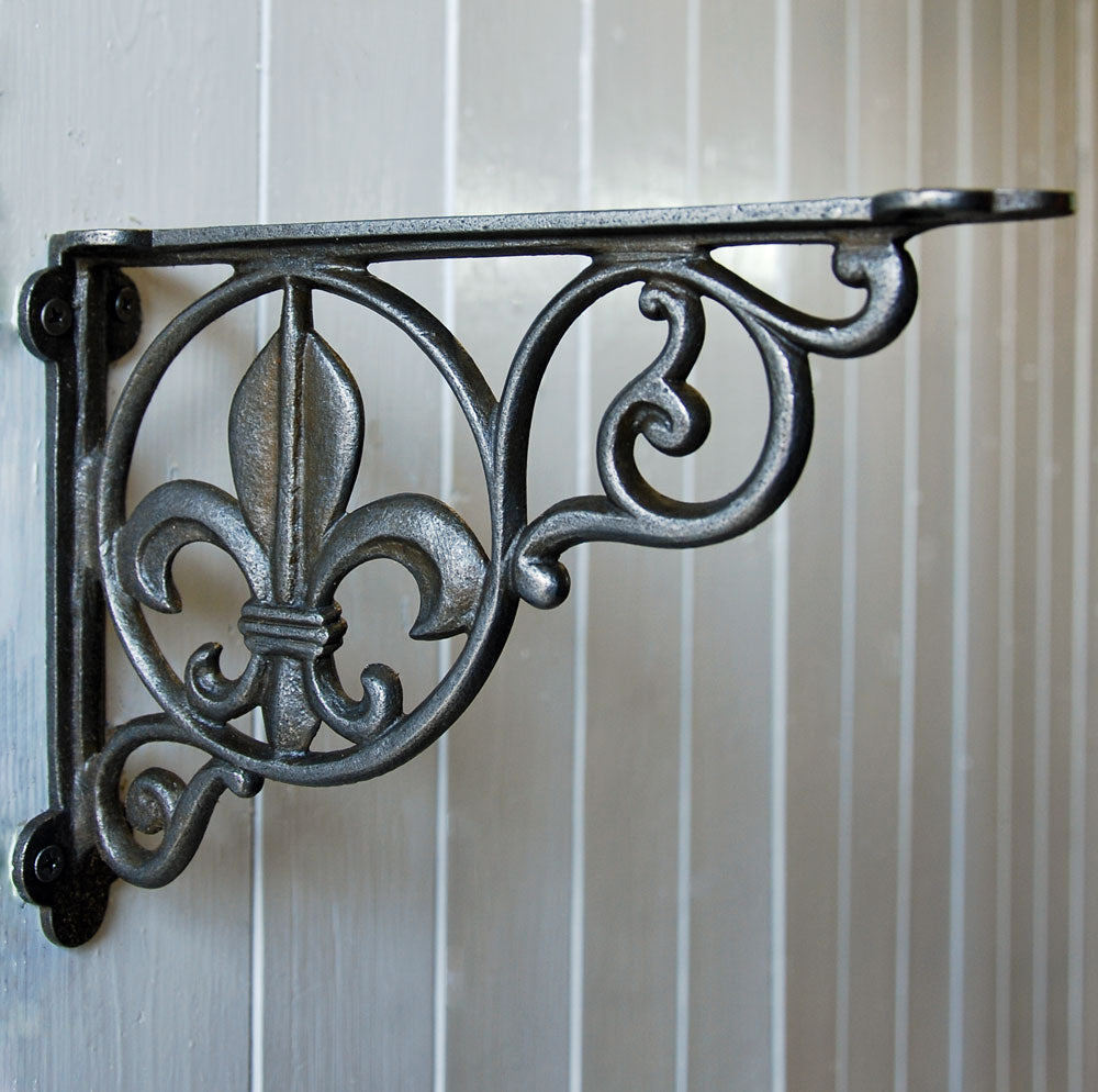 Cast metal vintage style Fleur wall shelf bracket