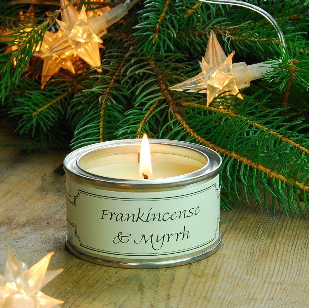 Pintail scented Christmas candle filled tin Frankincense & Myrrh fragrance