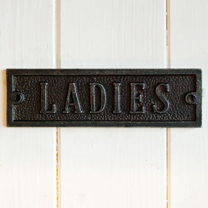 Ladies cast metal antique style metal door sign