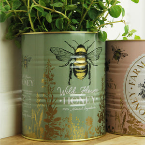 Large wild honey bee planter storage tin