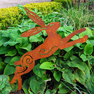 Leaping Hare Rusty Garden Art