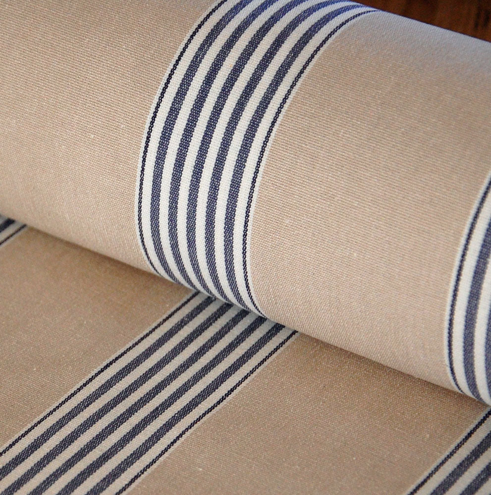 Traditional cotton herringbone buff march stripe fabric