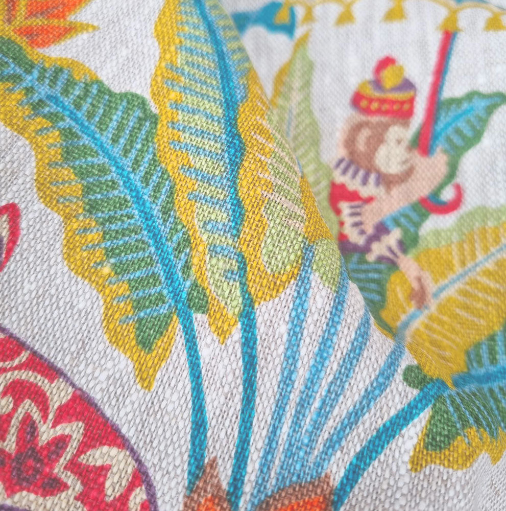French Linen Exotic Monkey Fabric