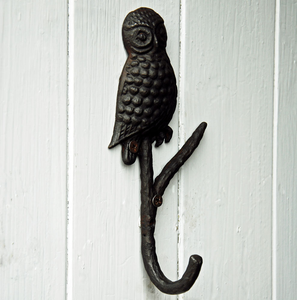 Cast iron antique design owl wall coat hook