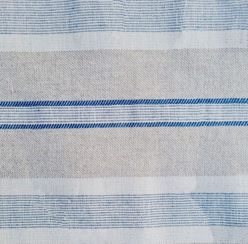 St Malo Blue Stripe Double Width Curtain Upholstery Fabric