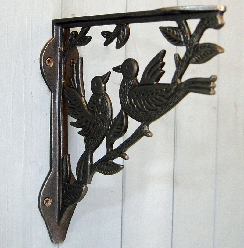 Traditional ornate iron wall shelf bracket decorative birds design