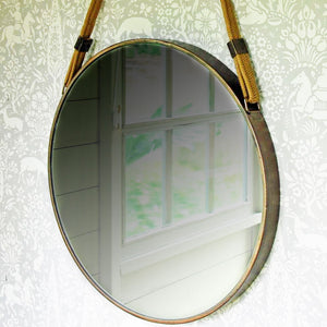 Antique brass finish Portsmouth hanging wall mirror