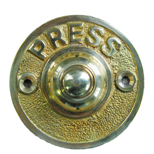 Portico antique deco round brass push door bell