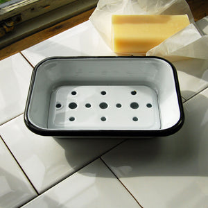 Scandinavian retro enamel white soap dish