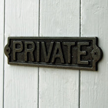 Cast metal private plate door sign