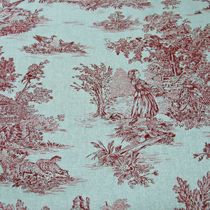 Classic French period red toile de jouy cotton fabric